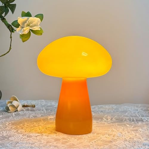 GUANSHAN Retro-Glas-Tischlampe, kreative süße Pilz-Schlafzimmer-Tischlampe, Nachttischlampe, Vintage-dekorative Tischbeleuchtung, Nachtlicht für Wohnzimmer, Schlafzimmer