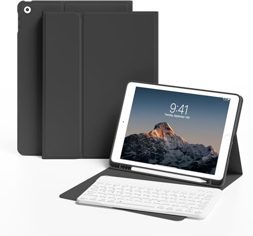 KVTVOU Keyboard Case for iPad 9th 8th 7th Gen 2021/2020/2019, Black