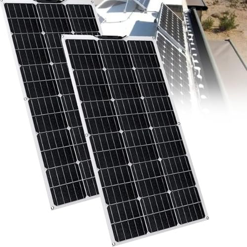 ZyKnaurral Kit de Panel Solar Flexible de 400 W, 12 V, Panel Solar Flexible de Doble Panel con Controlador de Carga de 40 A para Caravana Campervan RV