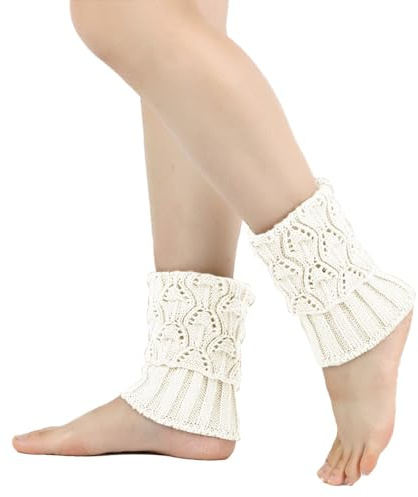 Aublinto Damen Stulpen Beinwärmer Beinstulpen Stulpen Legwärmer Strümpfe Kurze Strick Beinstulpen Gestrickte Weich und Bequem Beinlinge zum jeden Tag Tanzen Sport Gym Bergtouren