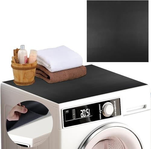 Housse de Protection Machine à Lave 60 x 60 cm, Housse de Machine à Laver, Tapis Dessus de Machine à Laver, Couverture de Protection pour Machine à Laver Ou Sèche-Linge, Noir