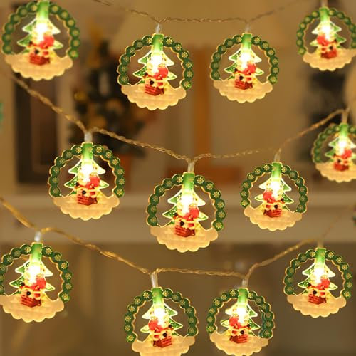 lichterkette innen batterie, 3m 20 led Weihnachtsmann Weihnachtsdeko Lichtervorhang außen, Warmweiß weihnachtsbeleuchtung außen, LED lichterkette batterie für Party, Weihnachten, Balkon