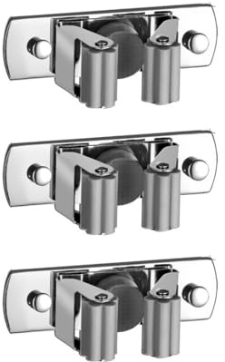 GXGM 3 Stück Besenhalterung Wand Selbstklebender Besenhalter Edelstahl Gerätehalter Schraubbar Gartengerätehalter Gartengeräte Halterung Besen Mop Halter Schwarz