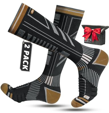 Rahhint Lana Merino Termicos Calcetines de Esquí de Compresión de Para Hombre, Tallas 43-46 (2 Pares)