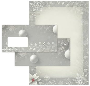 Briefpapier Weihnachten Weihnachtsbriefpapier mit Umschlag Umschlägen mit Fenster Weihnachtspapier A4 für Kunden (25 Blätter + 25 Umschläge)