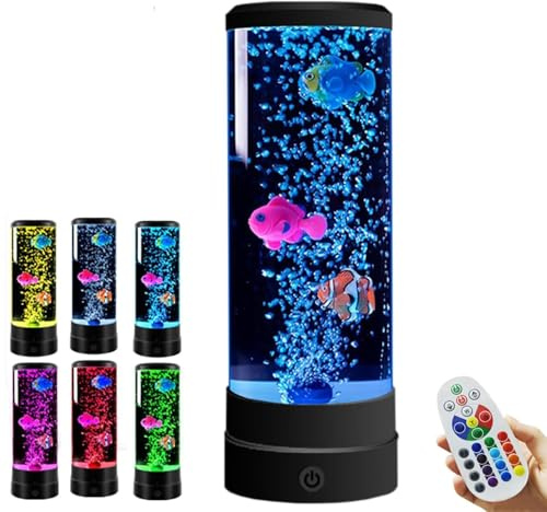 Lámpara sensorial de peces para bebé, luces nocturnas de acuario, tubo de luz sensorial de burbujas de peces, lámpara de estado de ánimo de pez de burbujas, control remoto para decoración del hogar,