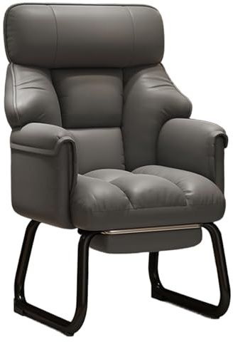 Ledersessel mit Pedalen 5 Fach Verstellbare Rückenlehne Nordischer Freizeit Sofastuhl Gewölbte Füße Relaxsessel Für Wohnzimmer, Schlafzimmer(Black)