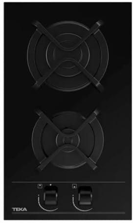 TEKA Placa de Gas Cristal Gas 30 cm, 2 Quemadores, Mandos Frontales Ergonómicos, Seguridad Termopar, Sistema Fast-Click, Modelo GBC 32000 KLN
