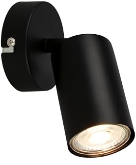 B.K.Licht - EEK A LED Wandleuchte innen schwenkbar, 3000K warmweiß, 2W, 450 Lumen, ca. 50.000h Licht, Leselampe, Wohnzimmerlampe, Lampe, Wandlampe, Küchenlampe, Flurlampe, 8x15,5 cm, Schwarz