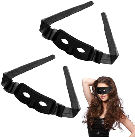 UILYNIU 2 Pieces Masquerade Mask Men Women Eye Patches for Adults Eye Patch Costume Captain Black Half Face Venetian for Halloween Easter Carnival Adults Pirate Role Play Dress Up (Black)