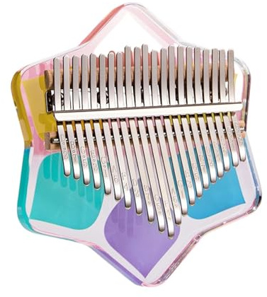 Acryl-Kristall Kalimba Instrument Daumenklavier Mit Noten Stimmungshammer, Metall Piano-Tasten Fingerklavier für Partyauftritte, Familienfeiern(21 keys,Color A)
