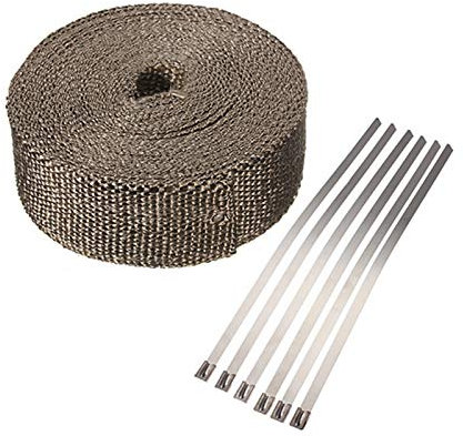 Ruban Isolant Thermique en Titanium Tube d'échappement de moto Échappement de bandes d'échappement rouleau en fibre de verre bouclier de chaleur Protection thermique 6 liens KIT KIT Tuyau d'échappemen