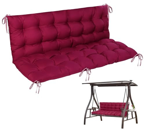 Goutime Cojín para Banco de jardín, Hamaca reclinable con Respaldo, cojín para Columpio de 2 plazas, Asiento de Amarre, Apto para Uso en Interiores y Exteriores,150x100cm (Rojo)