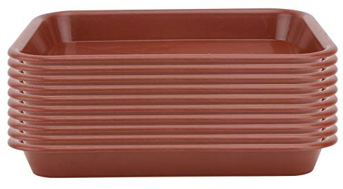 Tofficu 10Pcs Plant, 18 cm 7 Inch Saucer Rectangular Plant Pot Trays, Plastic Flowerpot Base Plates, Oblong Drip Saucers for Succulents Bonsai Garden Windowsill Protection (Red)