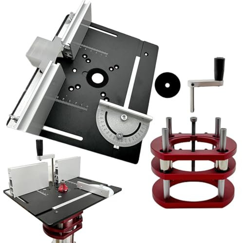 Router Lift Kit Frästisch Für Oberfräsen Mit Aluminium Router Platte Für Motoren Mit 64-65Mm Durchmesser Holz Bearbeitung Router Tisch Werkbank(Black)