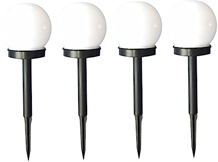 VILLCASE 4 Stück-pack Solarleuchten für Garten mit Runder Kugelform Automatische ein Ausschaltung Weiß für Terrasse und Außenbereich