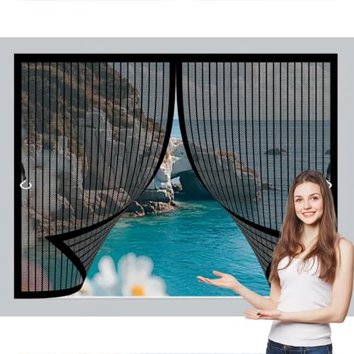 Zanzariere a Calamita 62 x 128 cm, Anti-Zanzare, Anti-Insetti, Rete Ultra-Fine, Installazione Facile, Tenda Magnetica per Finestra per Porte, Varie Taglie, Nero