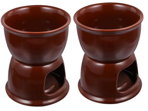 Alipis 2pcs Ceramic Chocolate and Cheese Melting Fondue Pot Elegant Sweet Dipping Cup for Home Parties and Cafes Easy to Clean and Lightweight Design