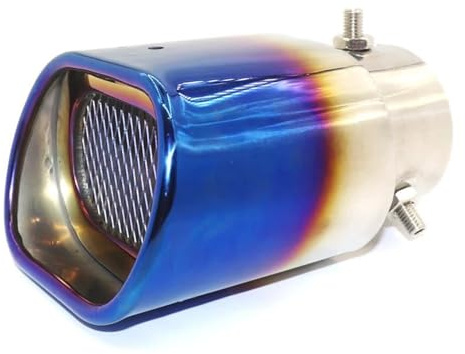 IPEVMLZ Acciaio Inox Per Terminale Scarico Lucido Per Decorazione Auto Per Generale Auto Scappamento Quadrato Per Silenziatore Per Tubi Finali(Blu,Dritto)