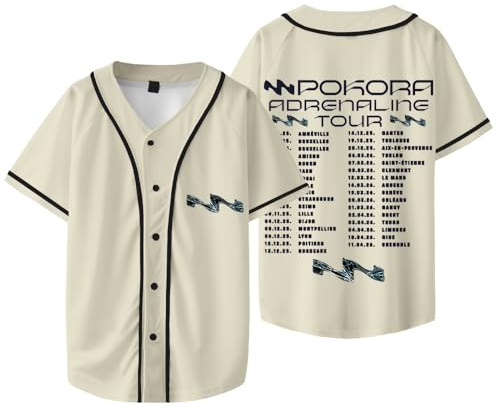 M Pokora Adrenaline Tour Dates T-shirts de baseball pour femmes et hommes - Mode - Col en V - Manches courtes, style 1, 4XL