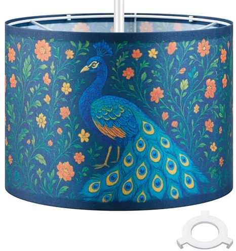 Weewooday Lampshade 10.2 Inch, Round Drum Modern Pendant Floor Table or Ceiling Light Shade with E27 to E14 Adapter Ring, Living Rooms, Bedroom, Hallways, Reading Room