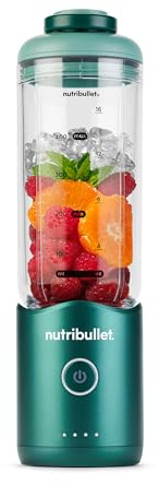 nutribullet Flex 590 ml – Bärbar smoothie-mixer med lock och handtag, hackare, krossning av is och frusen frukt, USB-C, BPA-fri mugg, lätt att rengöra, skogsgrön (NBP013GR)