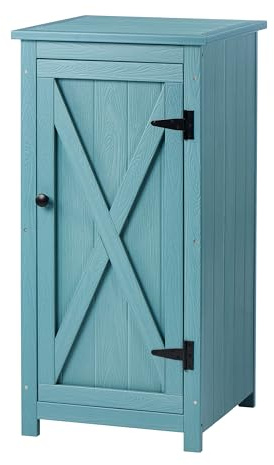HABAU Outdoor Storage Cabinet Weatherproof, Small HIPS Patio Cabinet with Adjustable Shelf, Waterproof Outside Storage for Backyard, Garden, Deck, Poolside – 17.72 W x 17.72 D x 35.83 H