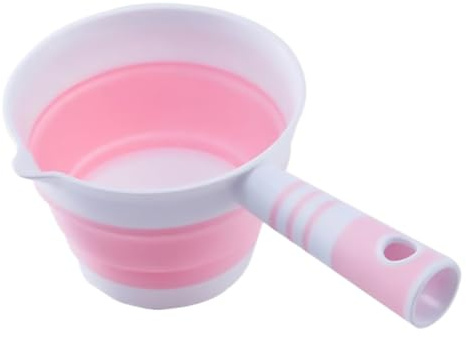TOYANDONA Cucharón Plegable de Plástico para Agua Portátil, Mango Curvo, Gran Capacidad, Color Rosa, Utensilio para Cocina y Hogar, Diseño Compacto para Colgar y Fácil Almacenamiento