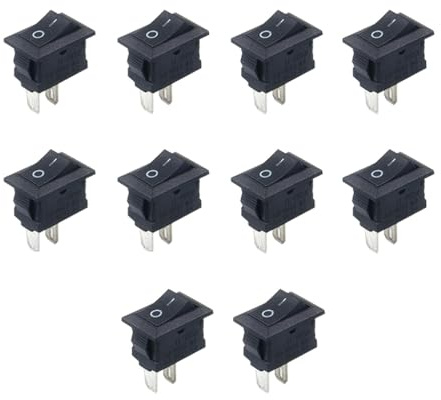 10 interruttori a bilanciere a 2 poli, 2 posizioni, on/off, mini interruttore a levetta, nero, rettangolare, per casa, auto, barca, rocker Switch AC 250 V, 6 A, 125 V, 10 A, KCD1, in rame