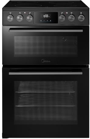 Midea MFO24EME4R118-BK 60cm Wide Double Oven Electric Cooker with Ceramic Hob - Black - A Rated