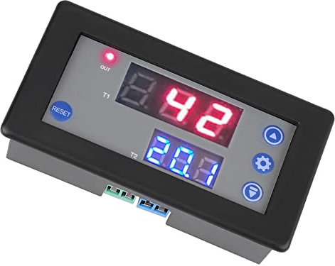AUNMAS Relé Temporizador de Ciclo, Módulo de relé 12 V, Interruptor de Retardo Digital de Pantalla Dual, 0 A 999 S 999 M H, 10 A 1500 W, 18 Modos para Usuarios de Automatización de Alarma del Panel de