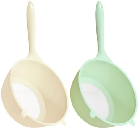 BESTOMZ Colador de Arroz de Malla Fina 2piezas Multiusos con Asa, Cesta de Plástico Resistente a Deformaciones y Olores para Lavar Verduras en Cocina