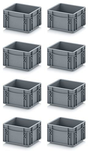 Auer Packaging 8 x eurobehållare eurobox 20 x 15 x 12 grå inklusive gratis tumpinne, set om 8