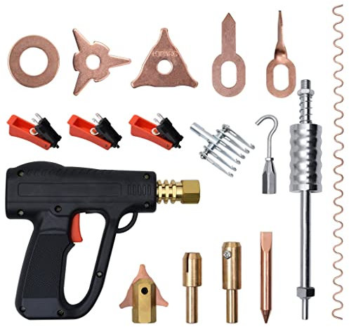 vidaXL Ausbeulspotter Set 67-TLG. Bolzenschweißgerät Punktschweißgerät Spotter Schweißgerät Gleithammer Punktschweißpistole Dellenlifter-Klaue