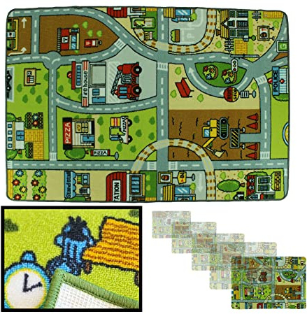 LucaHome - Alfombra Infantil Carretera Juegos Ciudad, Alfombra Plegable con Base Antideslizante - Alfombra Juegos Circuito Coches 200 x 300cm