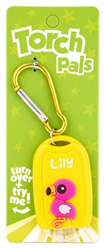 Stands Out, Supplying Outstanding Gifts Lily Name Flamingo Girls Yellow Novelty Personalised Mini LED Toy Torch Carabiner Clip