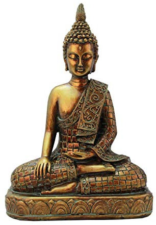 Siunwdiy Figura Buddha Thai Buddha Statue del Buddha di Zen Dekofigur Retro Seduto Meditando Scultura Ornamenti Interni Decorazione della Casa Regalo,d'oro