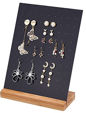 PandaHall Ohrringhalter Organizer, 99 Löcher Schmuck Display Ständer Ohrstecker Halter Rack Ohrring Schmuck Organizer Halter Tower Rack Mit Bambus Tablett Für Ohrringe Display Home Retail Use