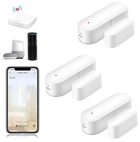 BSEED ZigBee 3er Pack Türfenstersensor Anti Diebstahl Alarm Sensor für Türen Fenster Schränke und Wohnungen kompatibel mit Tuya Alexa Google APP (Zigbee Hub Erforderlich) ohne Batterien