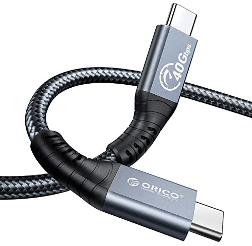ORICO Cable para Thunderbolt 4, Compatible con Thunderbolt 3/USB4, Tasa de Transferencia 40Gbps, 8K@60Hz (Dos Pantallas 4k@60Hz) con PD 100W (20V/5A) para PC, eGUP y Portátil (Recto,0.3M)