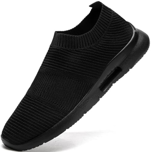 JUEQIBAA Hommes Chaussures Slip on Sneakers Chaussure sans Lacets De Course Sport Casual Chaussures De Respirantes Légères Outdoor Fitness Gym Shoes Homme Noir 42