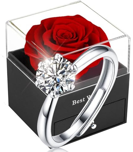 SWEETIME Rote Eternal Rose, Infinity Rosen Echte Ewige Konservierte Blumen, Romantisch Geschenk Rosen Box,für Frauen Women Ehefrau Muttertag Valentinstag Birthday Verlobung Hochzeitstag