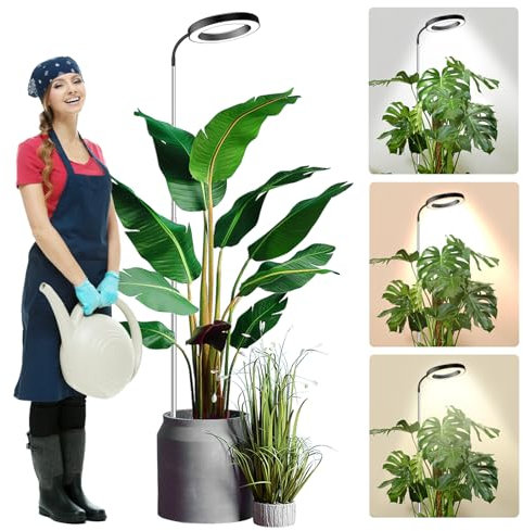 Wolezek Grow Lights - 80 LED Full Spectrum, 65in Plant Lights with 360° Gooseneck, 3 Color, 6/12/16H Timer, 5 Brightness, Height Adjustable, Black