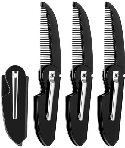 Ouligay 4 Stück Faltbarer Bartkamm für Männer Schnurrbart Kamm Kleiner Taschenkamm Schnurrbartkamm Tragbarer Styling Haarkamm Herren Bart Schnurrbart Kämme