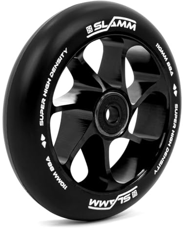 Slamm Team Wheel 110 mm Schwarz & Schwarz | Stunt-Scooter Aluminiumkernräder mit super hohem Rückprall und Dichte PU | Optimale Geschwindigkeit und Griffigkeit für alle Oberflächen | 88A Härte