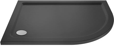 Balterley 1200 x 800 mm Offset Quadrant Shower Tray Right Hand, Slimline Shower Trays, Durable Stone Resin Base Trays for Bathroom Enclosure Cubicle, Tray for Wetroom Showers (Slate Grey)