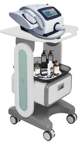TESUGN Carro médico con cajón, carrito de belleza, carrito de trabajo, carrito de belleza, carrito de belleza, carrito de peluquería, con cesta de almacenamiento, carrito de belleza móvil