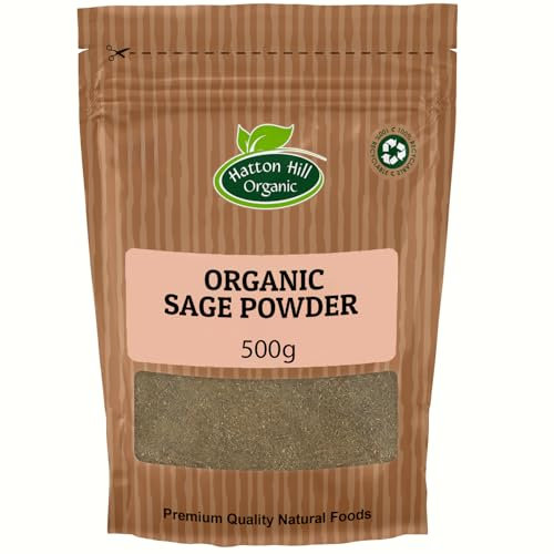 Organic Sage Powder 500g by Hatton Hill | Certified Organic, Perfect for Cooking, Seasoning, and Aromatic Herbal Teas