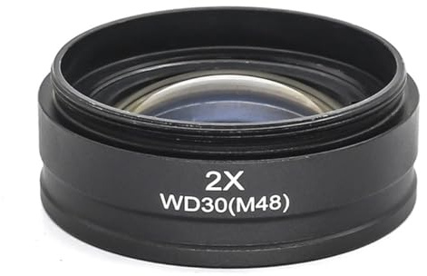Mikroskop-Zubehör, 2 x Barlowlinse, Stereomikroskop-Hilfslinse, Befestigungsgewinde, 42 mm, 48 mm, 50 mm, 52 mm x 0,75 mm, Abstand 30 mm, Haltbarkeit und zuverlässige Leistung (Montagegewinde 48 mm)