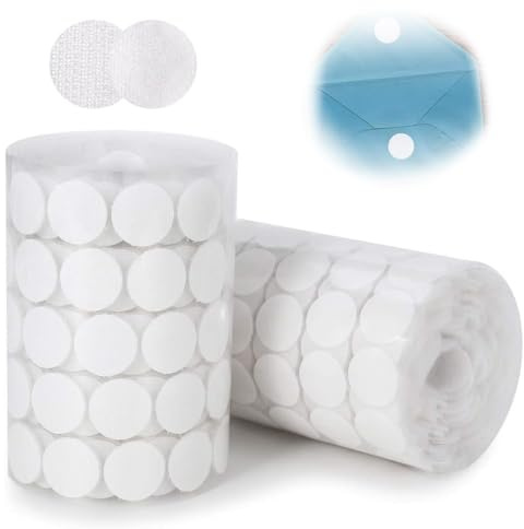 300 Paar Klett Klebepunkte, Klettpunkte Selbstklebend 20mm Rund Doppelseitig Klebende Klettverschluss für Handwerk auf Papier, Kunststoff, Glas, Leder, Metall (Weiß)